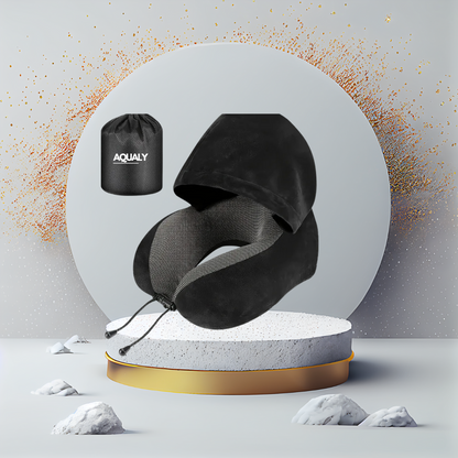 כרית צוואר לטיסה עם כובע מתקפל