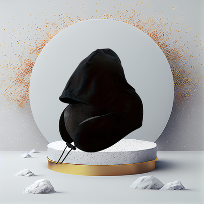 כרית צוואר לטיסה עם כובע מתקפל