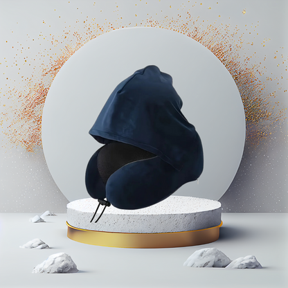 כרית צוואר לטיסה עם כובע מתקפל